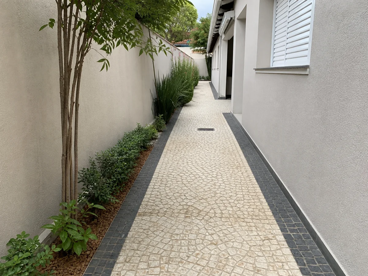 Corredores com aplicação de pedras decorativas
